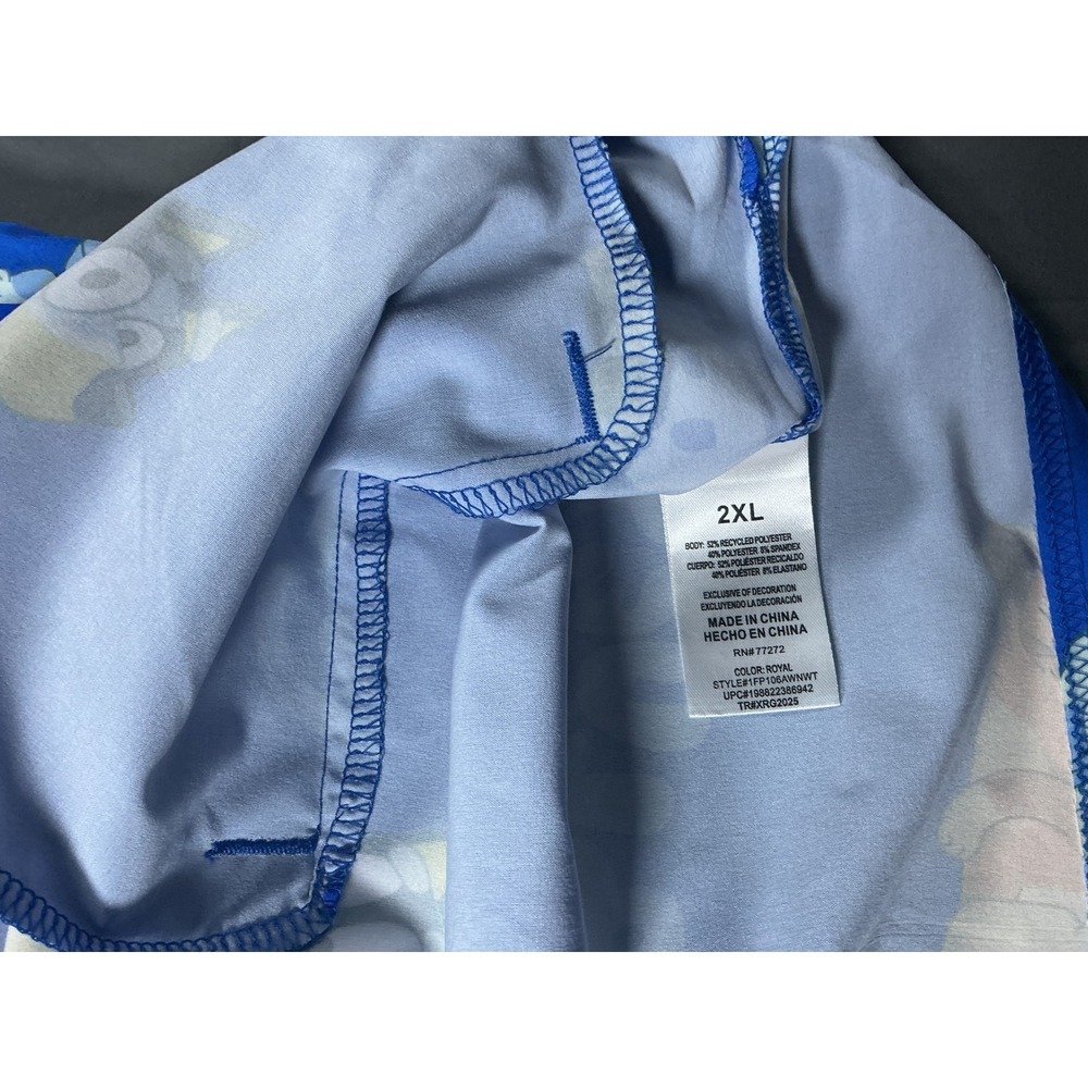 Bluey Character Print VNeck Scrub Top Royal Blue 2XL Medical Uniform 1FP106AWNWT - Picture 9 of 10